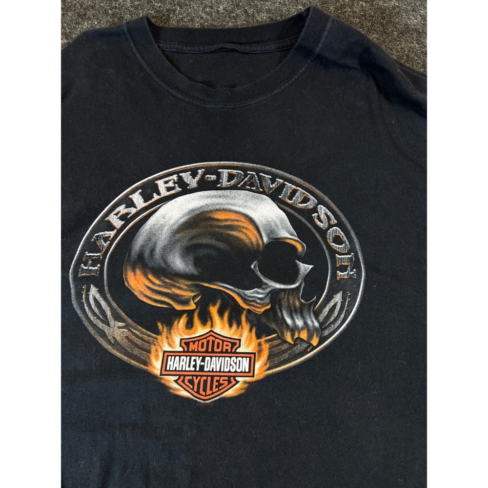 Harley Davidson Memphis TN Skull Flame Graphic T-Shirt Black Men XL 2006 Vintage